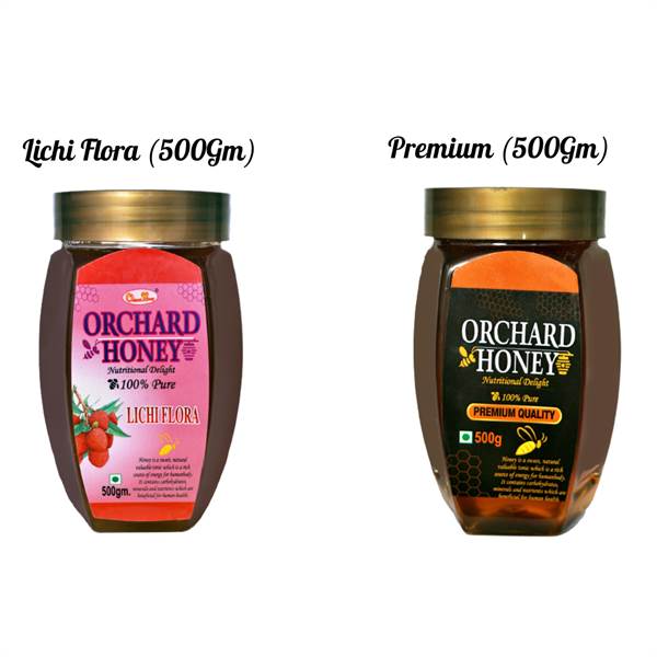 Orchard Honey Combo Pack (Lichi+Premium) 100 Percent Pure and Natural (2 x 500 g)